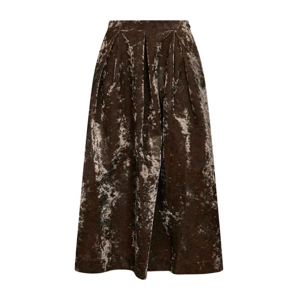Uma Wang Women Dark Olive Velvet Gomes Midi Skirt